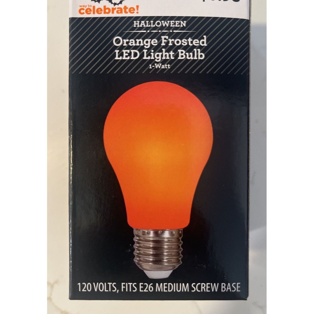 1 Watt Orange Frosted Light Bulb Medium Screw Base 120V E26 Bulb Party Halloween